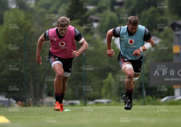 080723 - Wales Rugby World Cup Training camp in Fiesch, Switzerland - Taine Plumtree and Dan Lydiate during training
