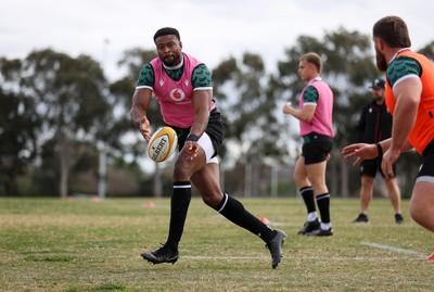 080724 - Wales Rugby Training in the week ahead of their second test against Australia in Melbourne - Christ Tshiunza during training