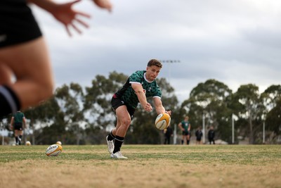 080724 - Wales Rugby Training in the week ahead of their second test against Australia in Melbourne - Kieran Hardy during training