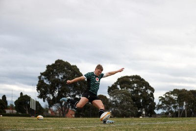 080724 - Wales Rugby Training in the week ahead of their second test against Australia in Melbourne - Sam Costelow during training