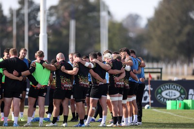 080726 - Wales Rugby train in Argentina for their second game of the Nations Championship - Wales team huddle