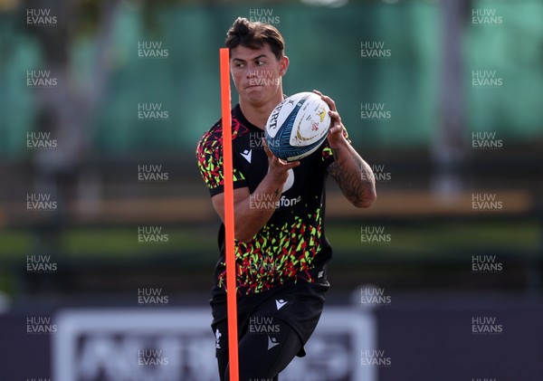 080726 - Wales Rugby train in Argentina for their second game of the Nations Championship - Louis Rees-Zammit during training