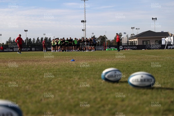080726 - Wales Rugby train in Argentina for their second game of the Nations Championship - Wales team huddle