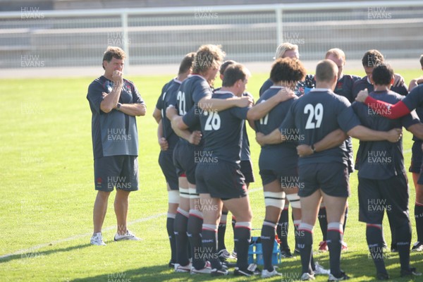 08.09.07 Wales World Cup training... Coach Gareth Jenkins watches over the players.. 