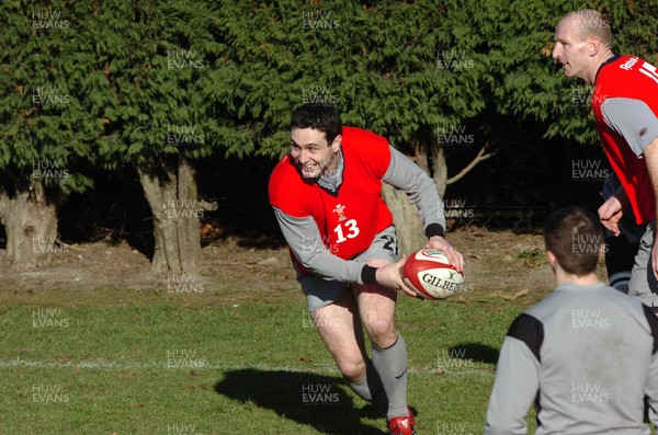 090206  Wales rugby training, Cardiff - Stephen Jones has a light moment during training   