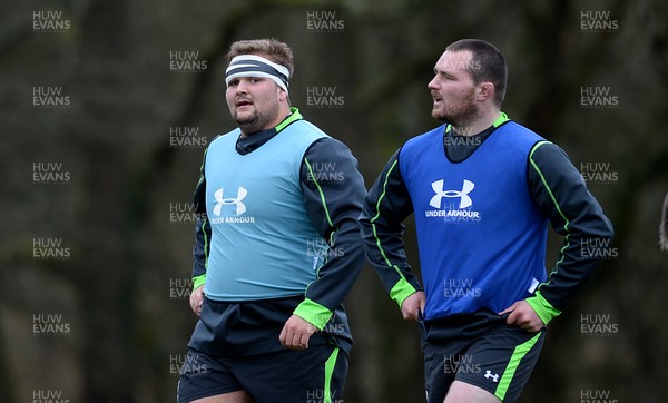 090315 - Wales Rugby Training -Tomas Francis and Ken Owens during training