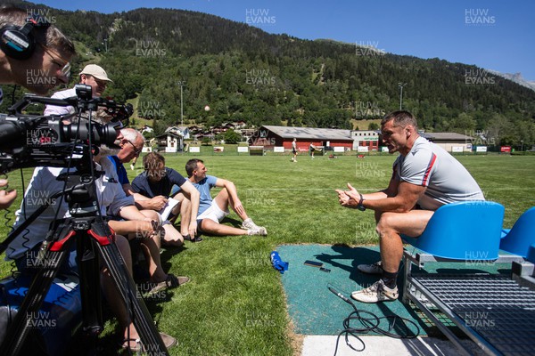 090723 - Wales Rugby World Cup Training camp in Fiesch, Switzerland - Head of Strength & Conditioning Huw Bennett speaks to media