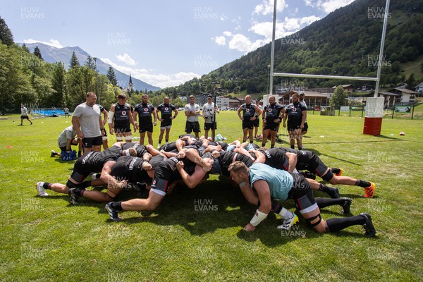 090723 - Wales Rugby World Cup Training camp in Fiesch, Switzerland - Scrum practice