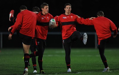 09.09.11 - Wales Rugby Training - Rhys Priestland(L) and George North during training. 