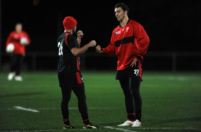 09.09.11 - Wales Rugby Training - George North talks to Shane Williams(L) during training. 