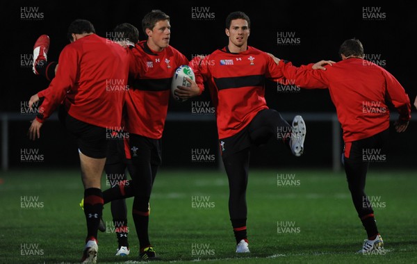 09.09.11 - Wales Rugby Training - Rhys Priestland(L) and George North during training. 
