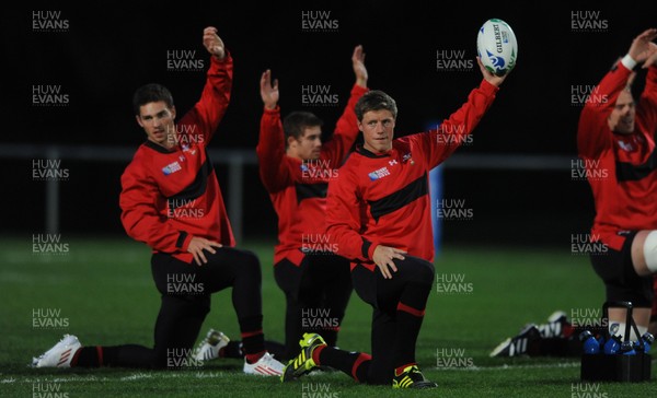 09.09.11 - Wales Rugby Training - Rhys Priestland(R) and George North during training. 