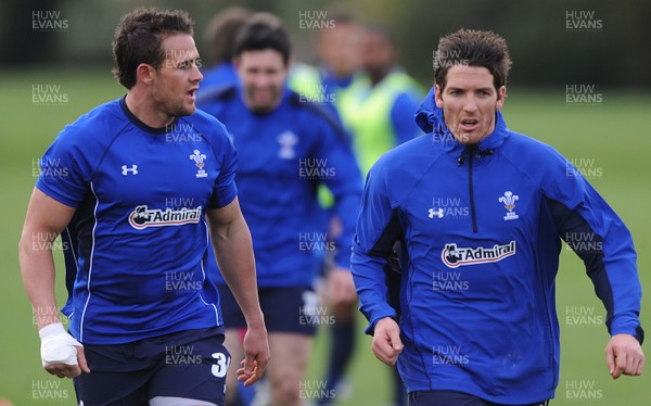 09.11.10 - Wales Rugby Training - Lee Byrne and James Hook during training. 
