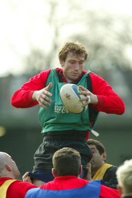 100203 - Wales Rugby Training - Steve Wiliiams claims line out ball