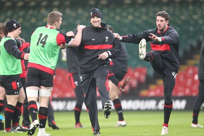 100212   Wales rugby TrainingRyan Jones and Alex Cuthbert during training at the Millennium Stadium