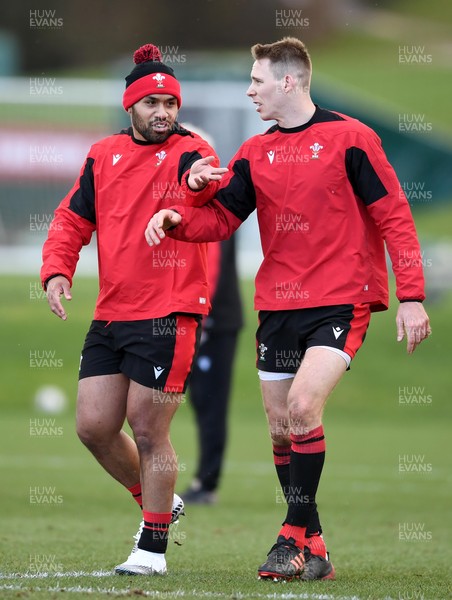 100221 - Wales Rugby Training - Willis Halaholo and Liam Williams during training