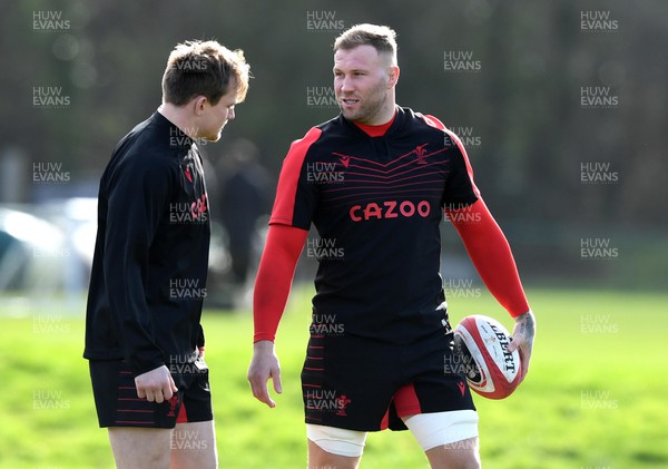 100222 - Wales Rugby Training - Nick Tompkins and Ross Moriarty during training