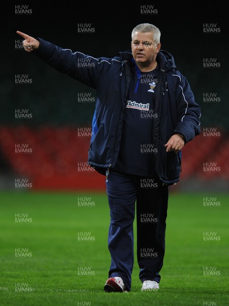 10.03.11 - Wales Rugby Training - Head coach Warren Gatland during training. 