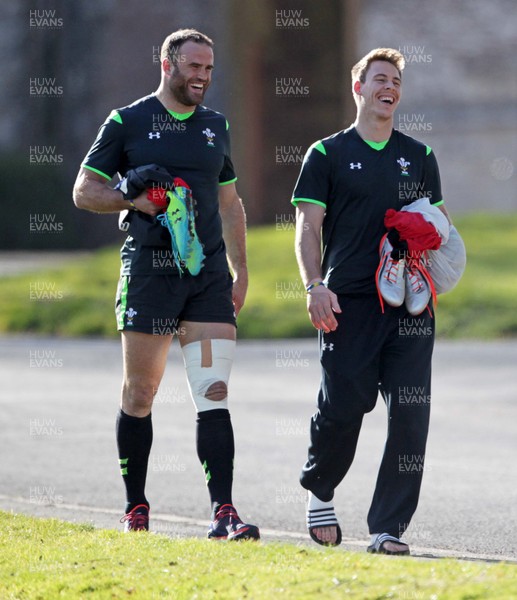 100315 - Wales Rugby Training - Jamie Roberts and Liam Williams during training