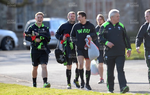 100315 - Wales Rugby Training -Jonathan Davies and Dan Biggar arrive for training