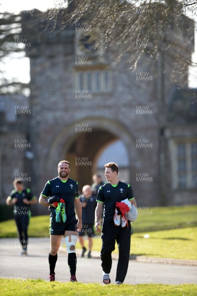 100315 - Wales Rugby Training -Jamie Roberts and Liam Williams arrive for training