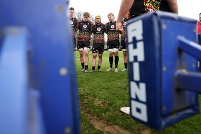100326 - Wales Rugby Training ahead of their final Six Nations game against Italy - Ryan Woodman, Harri Deaves and Aaron Wainwright during training