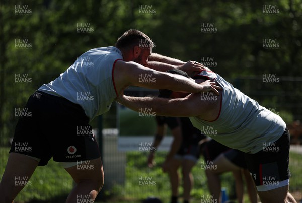 100723 - Wales Rugby World Cup Training camp in Fiesch, Switzerland - Gareth Thomas and Henry Thomas during training