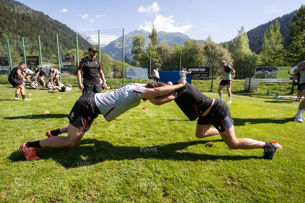100723 - Wales Rugby World Cup Training camp in Fiesch, Switzerland - Will Rowlands and Ben Carter during training