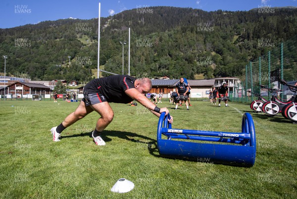 100723 - Wales Rugby World Cup Training camp in Fiesch, Switzerland - Dillon Lewis during training
