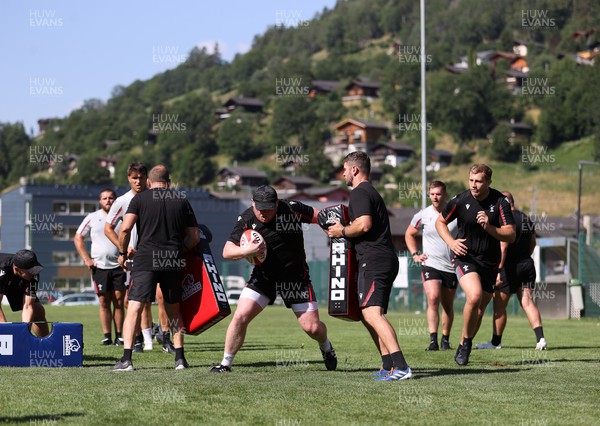 100723 - Wales Rugby World Cup Training camp in Fiesch, Switzerland - Keiron Assiratti during training