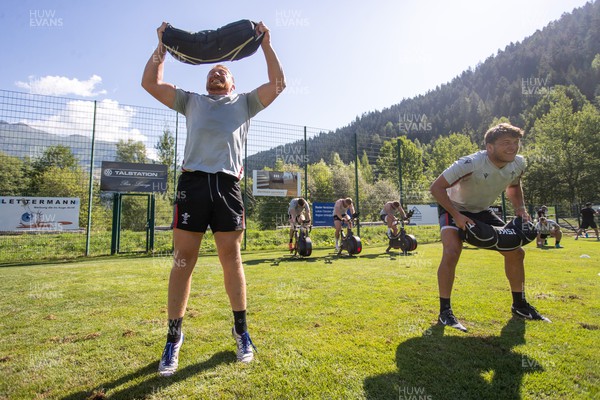 100723 - Wales Rugby World Cup Training camp in Fiesch, Switzerland - Tommy Reffell and Teddy Williams during training