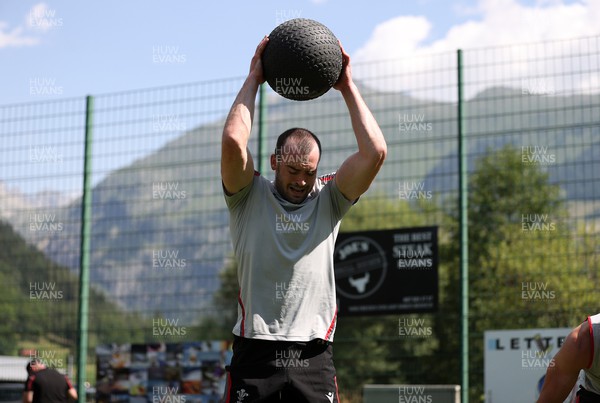 100723 - Wales Rugby World Cup Training camp in Fiesch, Switzerland - Cai Evans during training