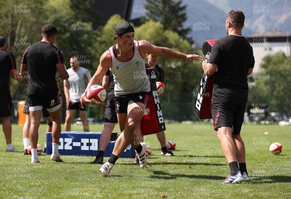 100723 - Wales Rugby World Cup Training camp in Fiesch, Switzerland - Louis Rees-Zammit during training