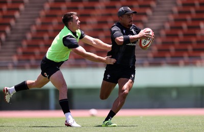 100725 - Wales Rugby Training in the final week of their tour to Japan - Joe Roberts and Ben Thomas during training