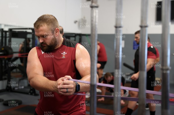 101023 - Wales Rugby Gym Session in the week leading up to their Quarter Final match against Argentina - Tomas Francis during training