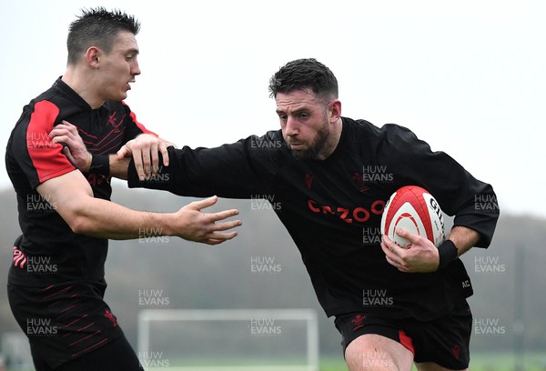 101121 - Wales Rugby Training - Josh Adams and Alex Cuthbert during training