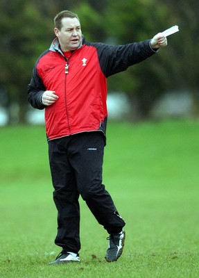 110203 - Wales Rugby Training - Wales coach Steve Hansen directs his team during training