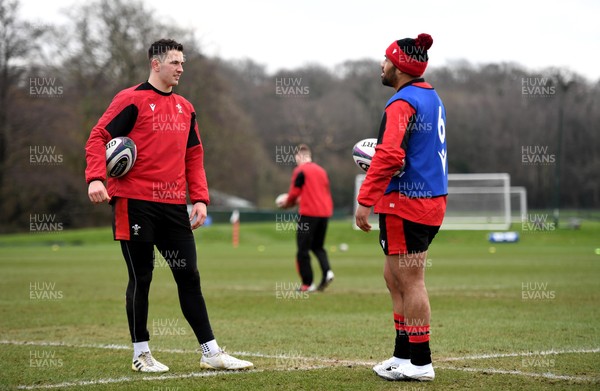 110221 - Wales Rugby Training - Owen Watkin and Willis Halaholo during training