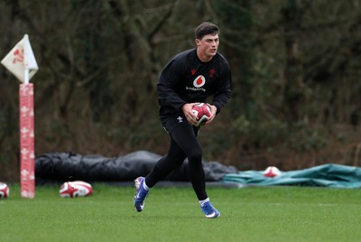 110226 - Wales Rugby Training - Louis Rees-Zammit during training
