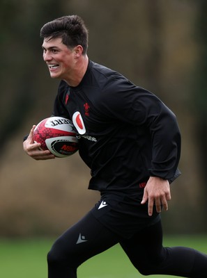 110226 - Wales Rugby Training - Louis Rees-Zammit during training