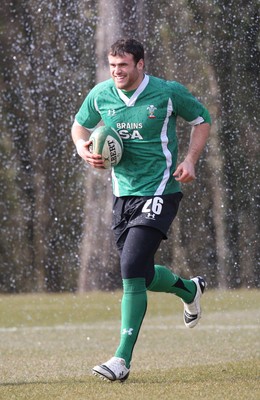 11.03.10 - Wales Rugby Training - Jamie Roberts in action during training. 