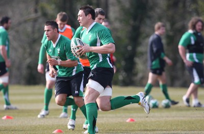 11.03.10 - Wales Rugby Training - Gareth Delve in action during training. 