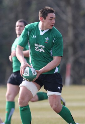 11.03.10 - Wales Rugby Training - Gareth Delve in action during training. 