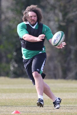 11.03.10 - Wales Rugby Training - Adam Jones in action during training. 
