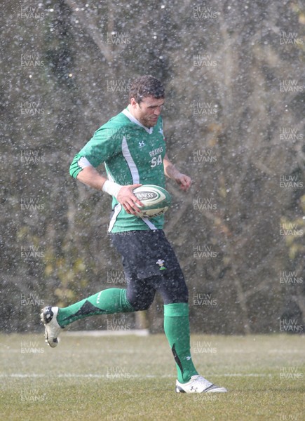 11.03.10 - Wales Rugby Training - Jamie Roberts in action during training. 
