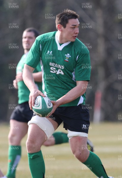 11.03.10 - Wales Rugby Training - Gareth Delve in action during training. 