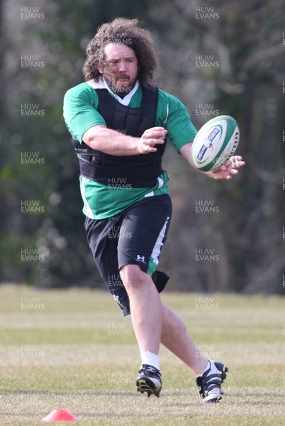 11.03.10 - Wales Rugby Training - Adam Jones in action during training. 