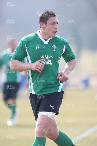 11.03.10 - Wales Rugby Training - Gareth Delve in action during training. 