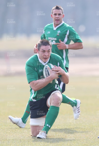 11.03.10 - Wales Rugby Training - Gareth Delve in action during training. 
