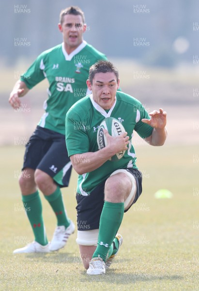 11.03.10 - Wales Rugby Training - Gareth Delve in action during training. 